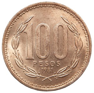 Moneda antigua de 100 pesos reverso