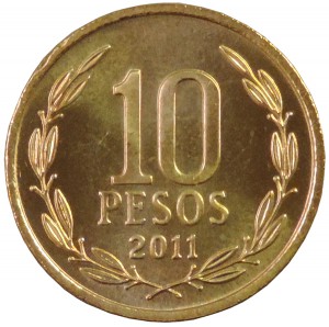 Moneda de 10 pesos reverso