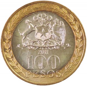 Moneda de 100 pesos reverso